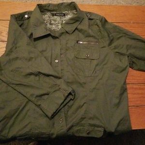 Maurices plus size 2 cotton button up army green